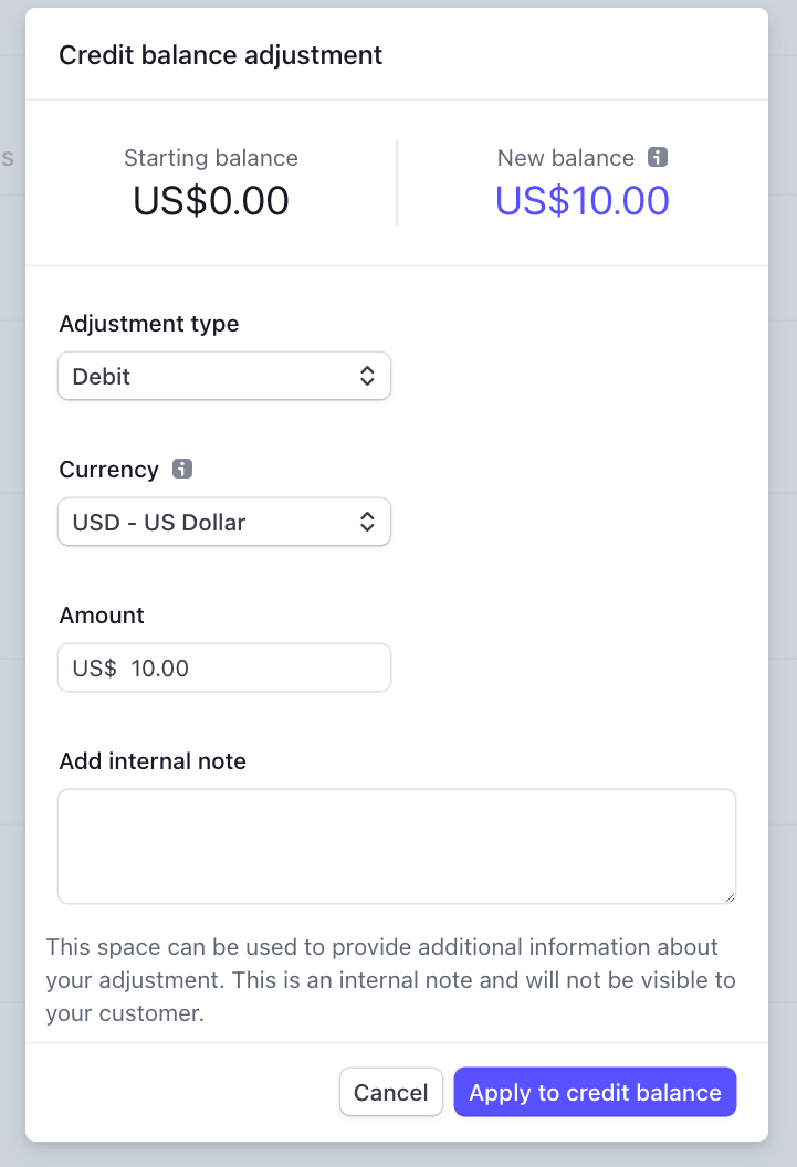 How to adjust a customer's subscription balance.