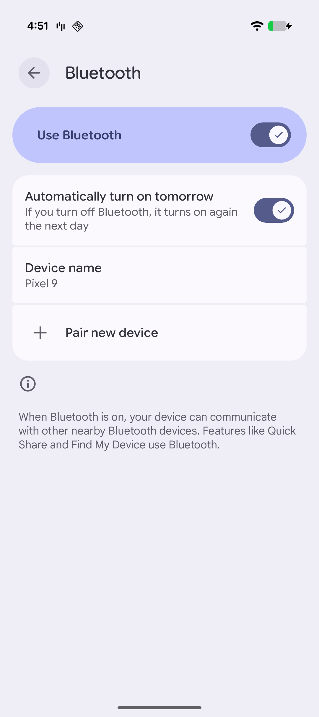 screenshot of the bluetooth settings page on an android device