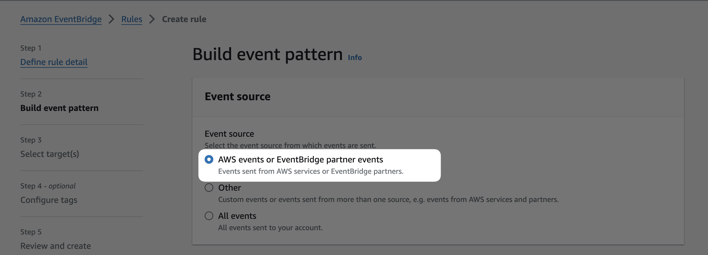 Select event source