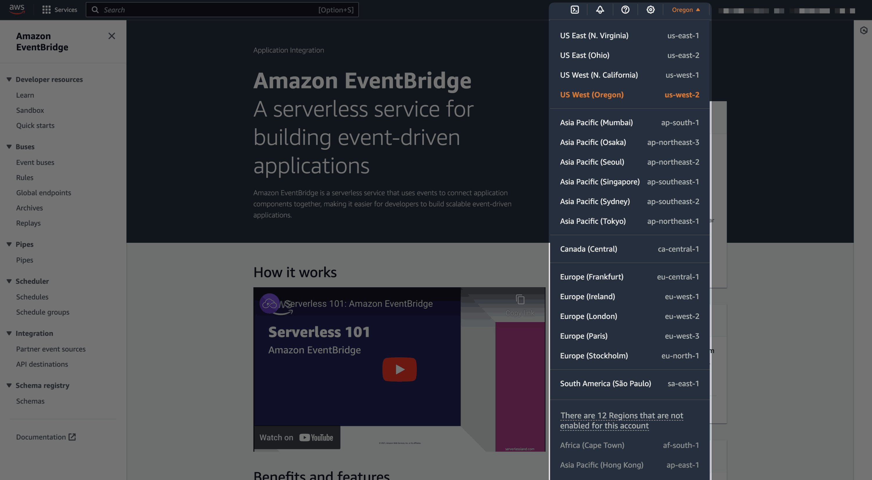 Select your AWS region