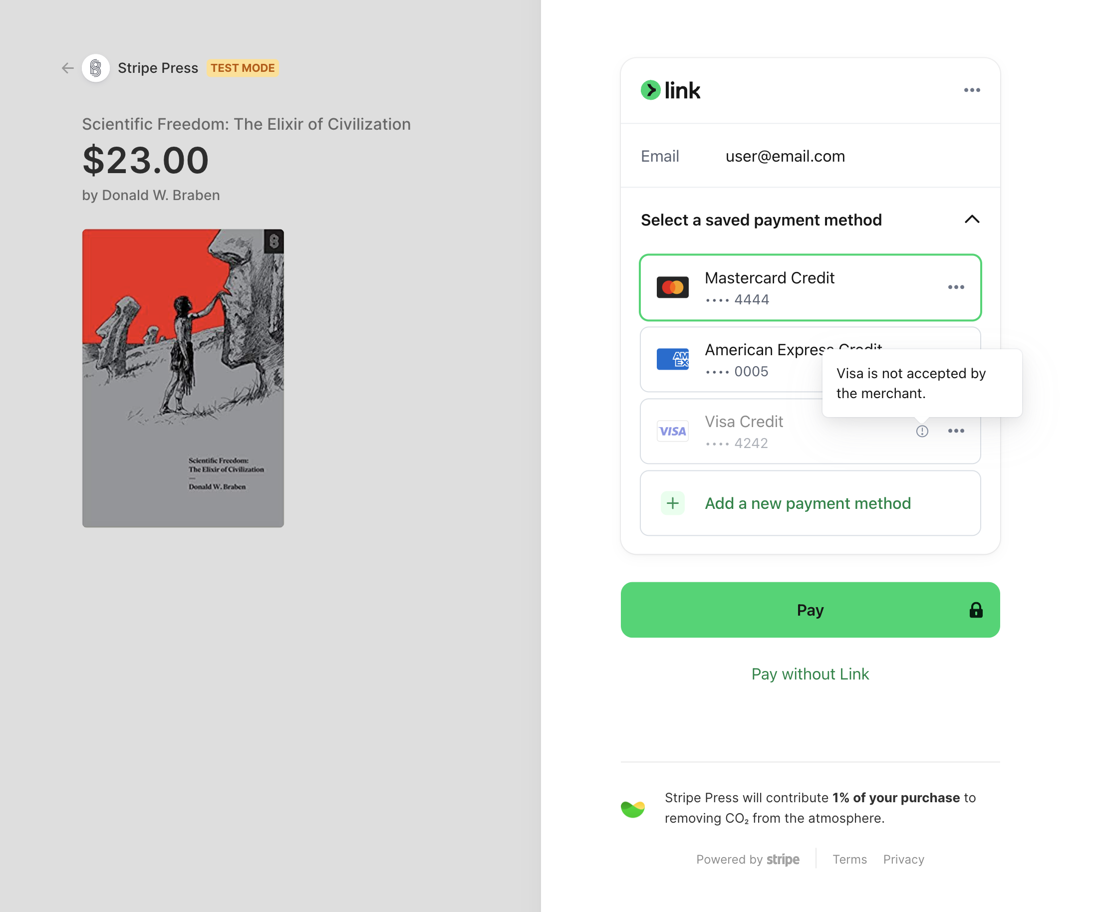 Card brand filtering on Checkout with Link