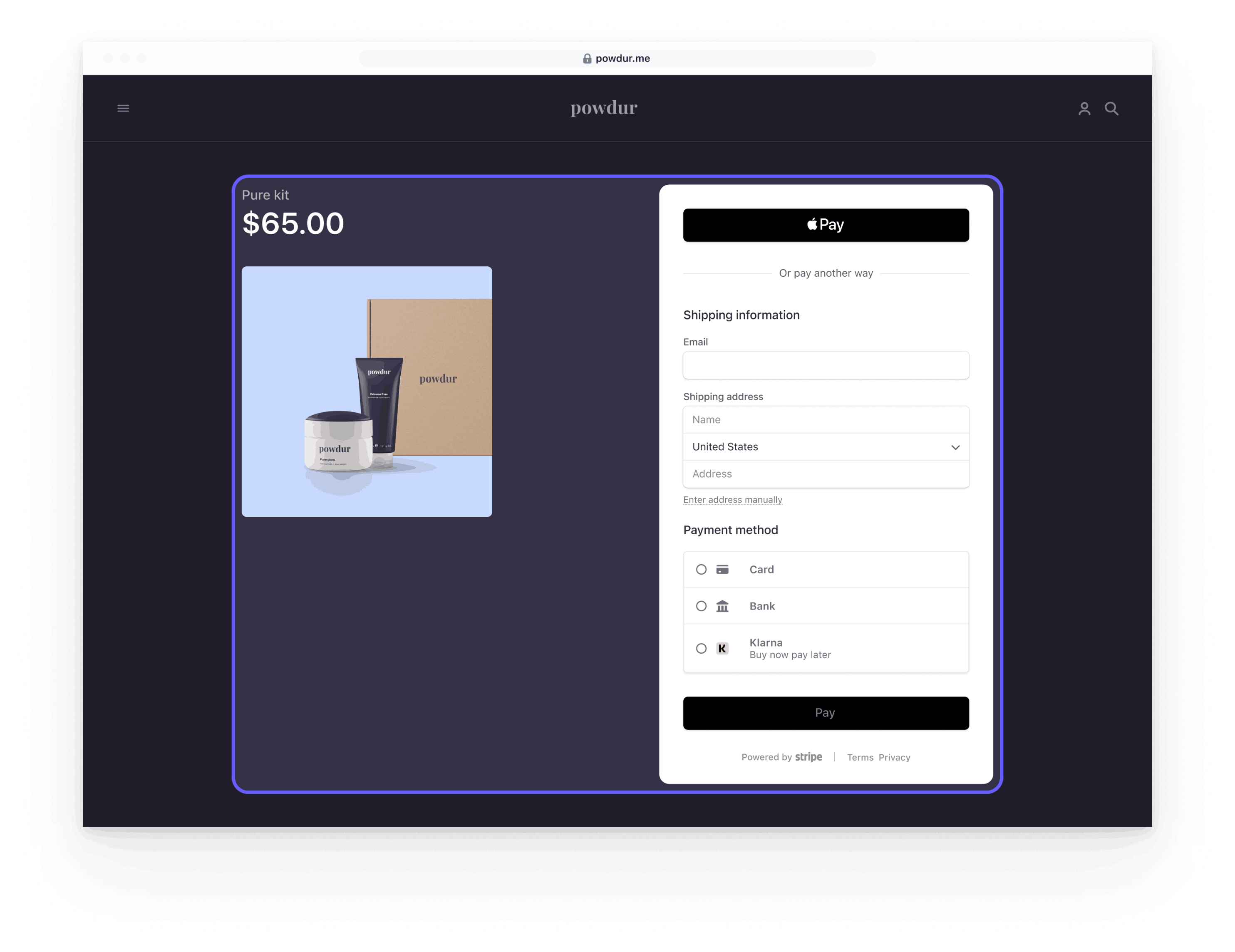 Embedded Checkout form