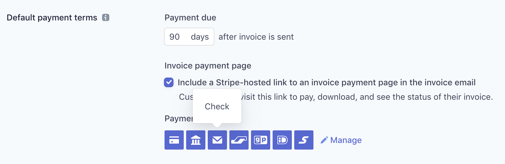 Pay by mailed check  Stripe Documentation