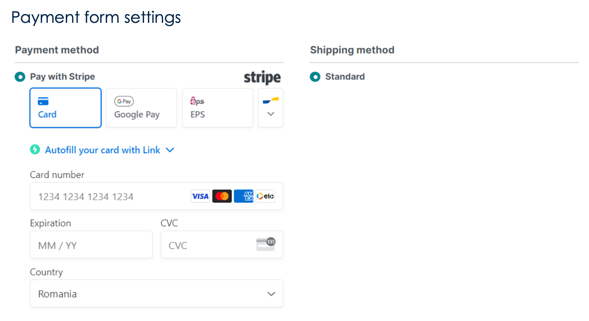 Integrated payment form with Payment Element