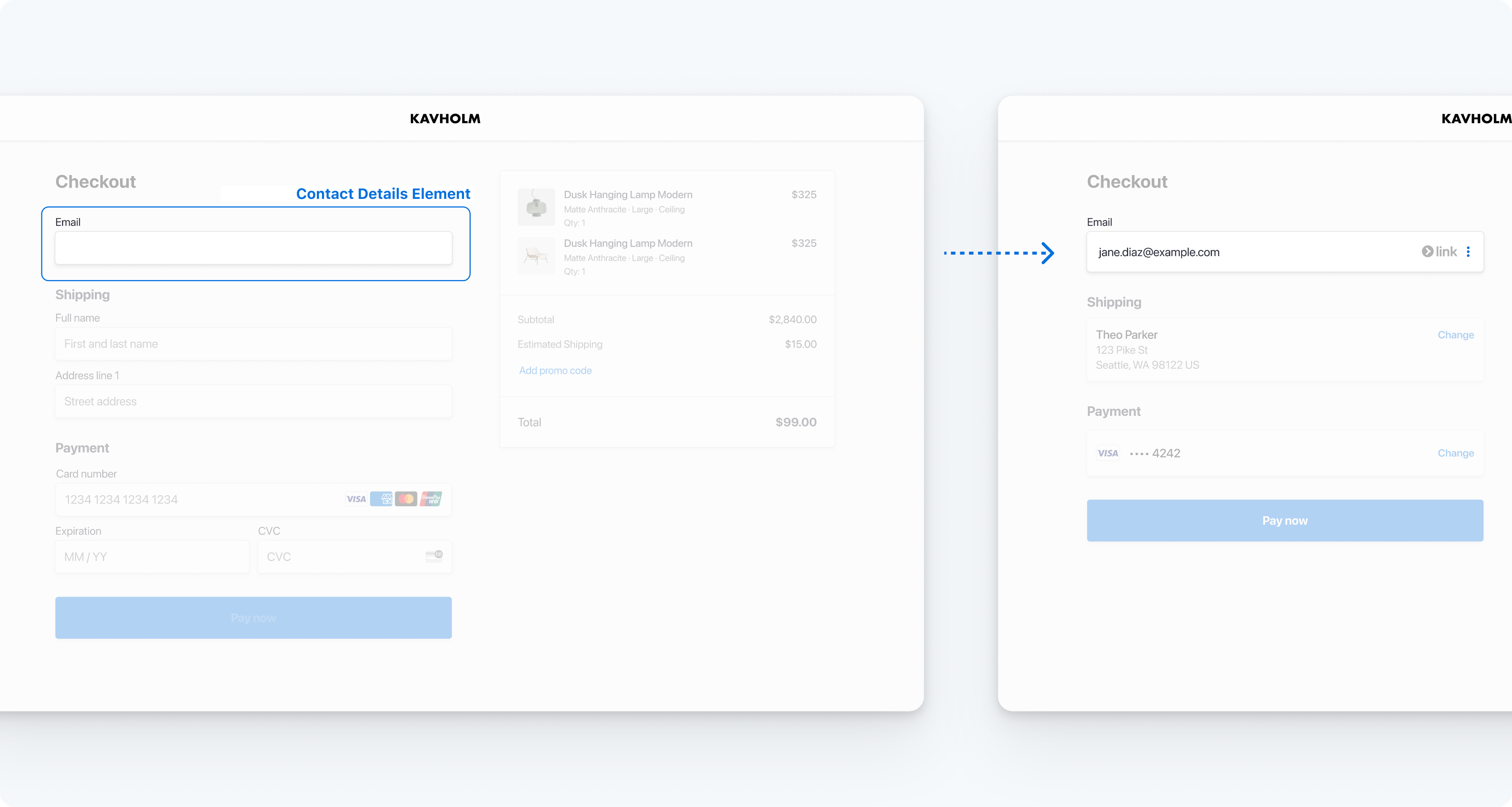 Use the Contact Details Element as part of your checkout page