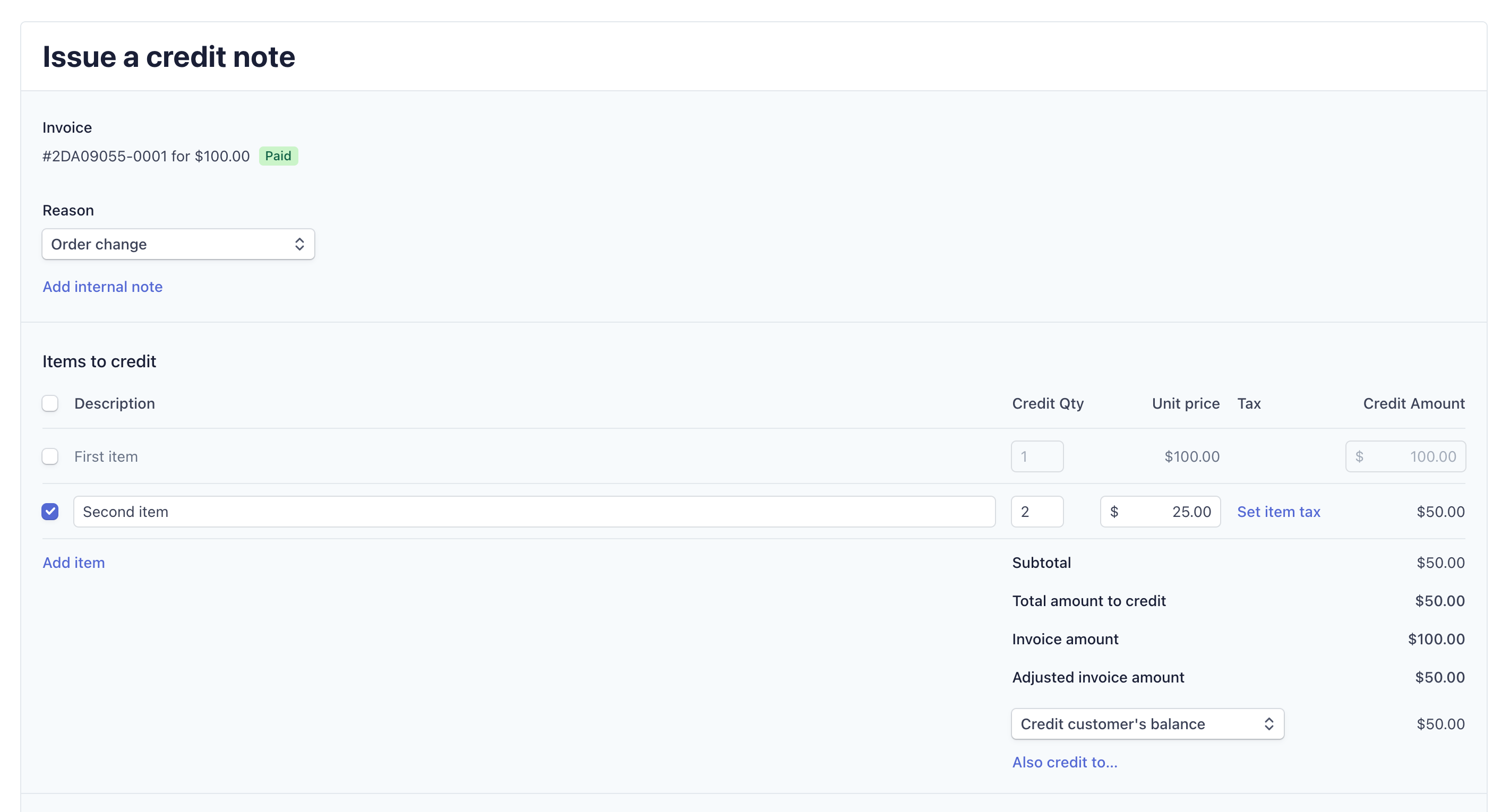 Issue credit notes  Stripe Documentation Intended For Credit Note Template Doc