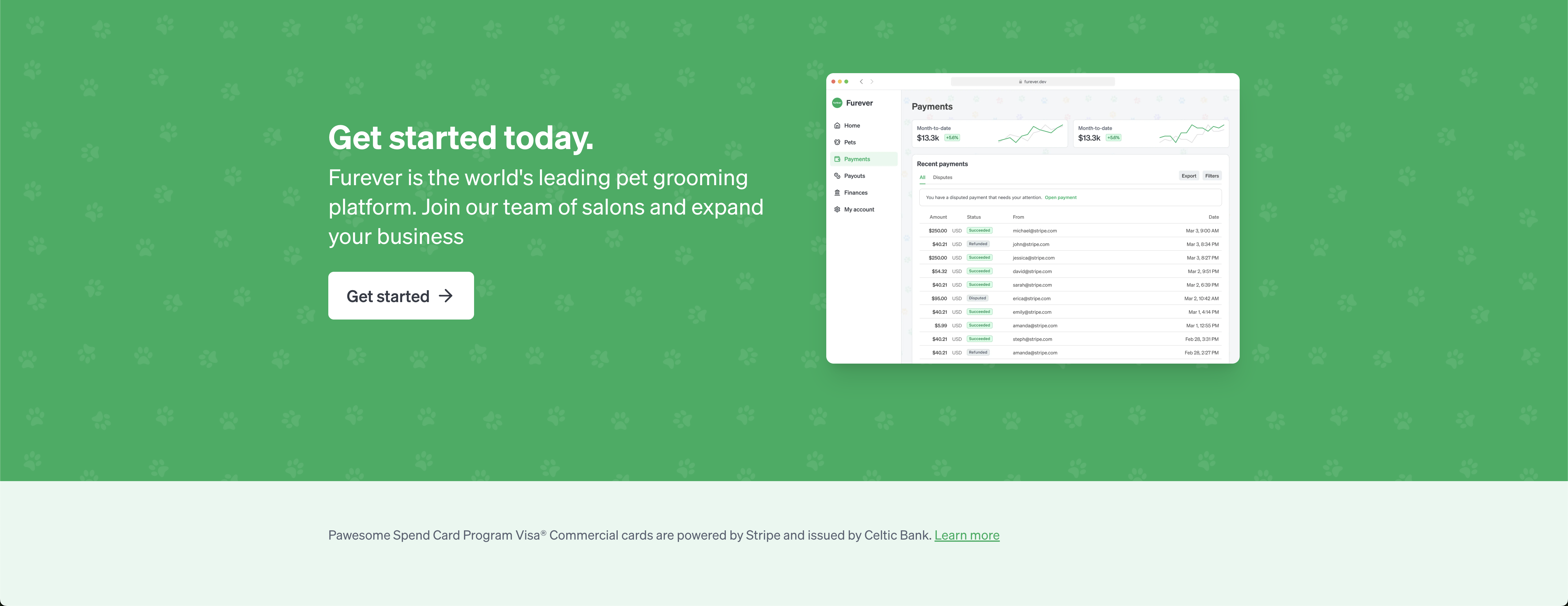 The footer of the furever.dev website with the disclosure component included