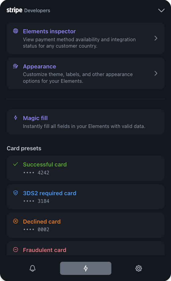 The testing assistant autofill tab