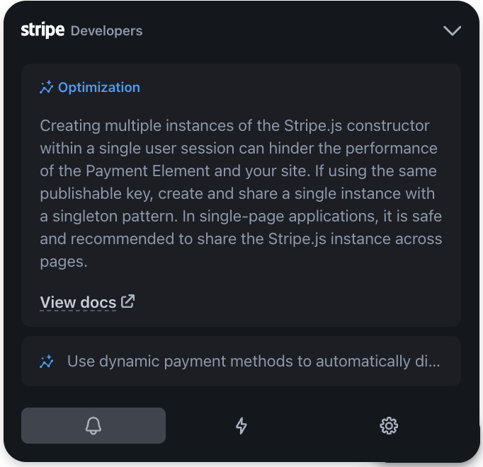 The test mode assistant insights tab