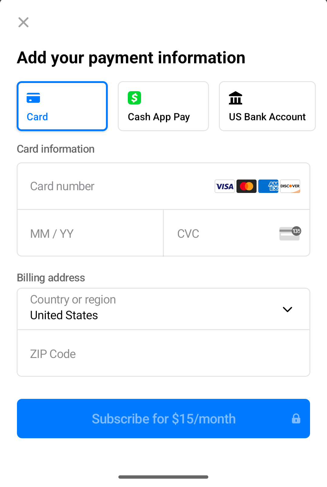 Page d'abonnement à tarif fixe avec Stripe Checkout