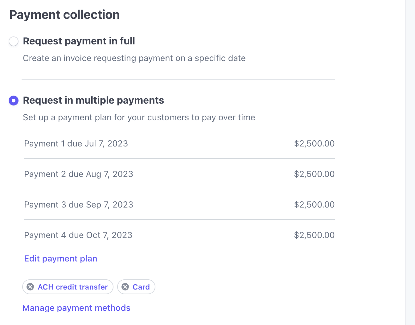 Create Invoice Payment Plans | Stripe Documentation