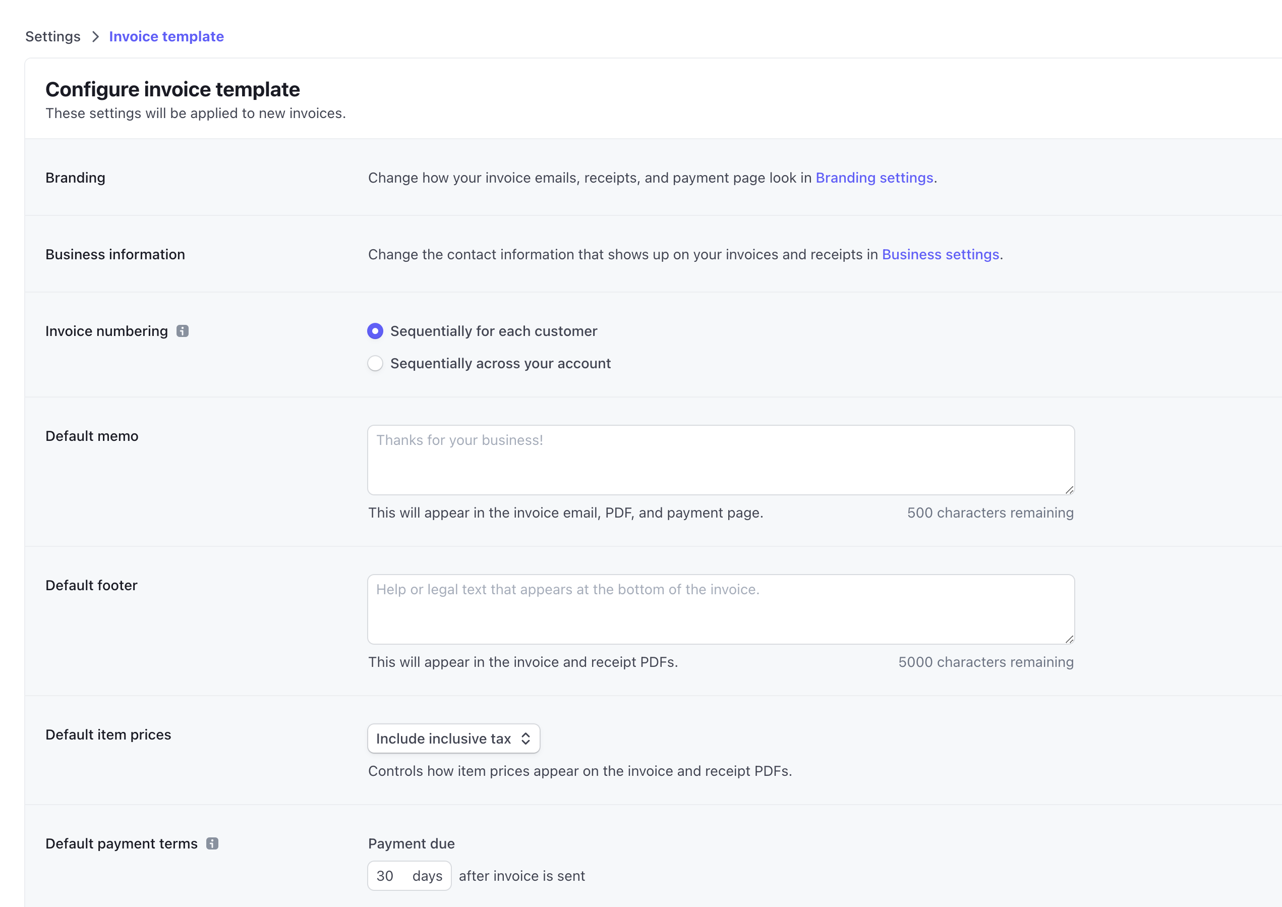 stripe custom invoices