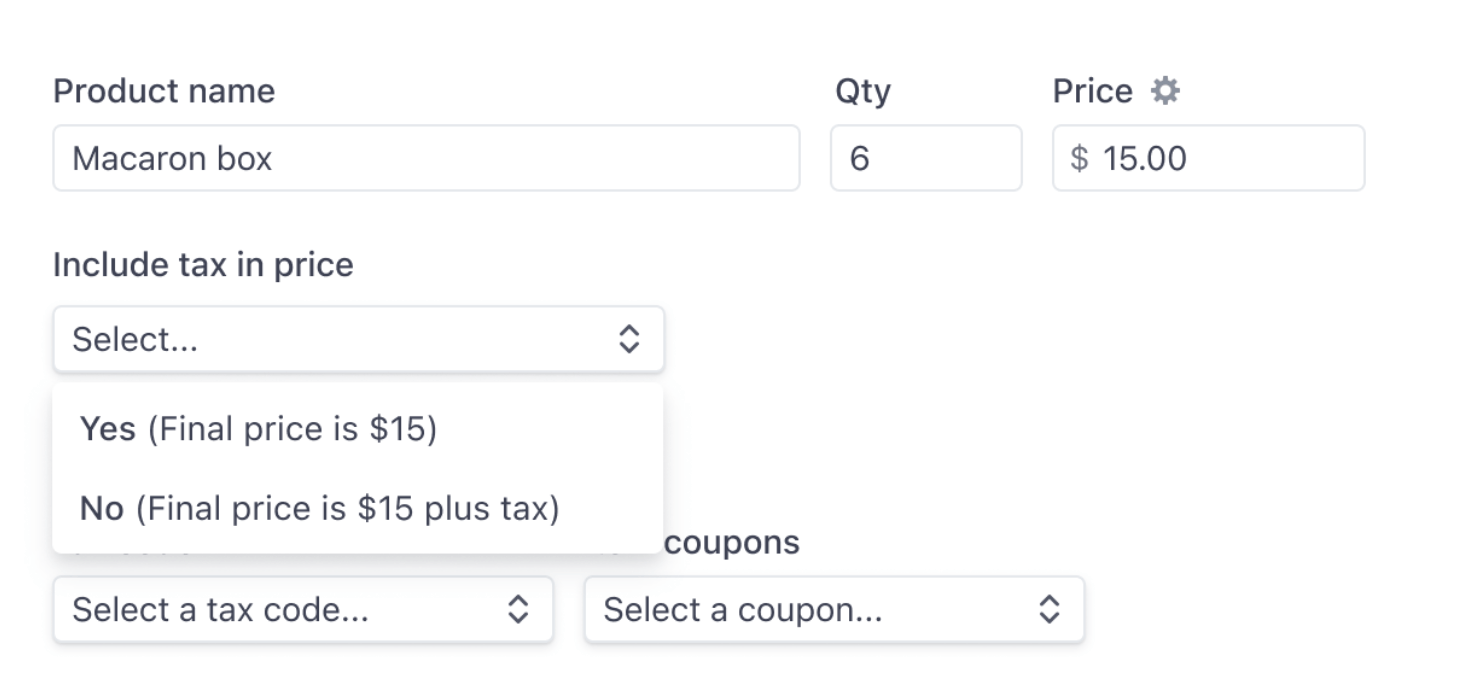 Configurer les paramètres fiscaux pour les postes de facture ponctuels