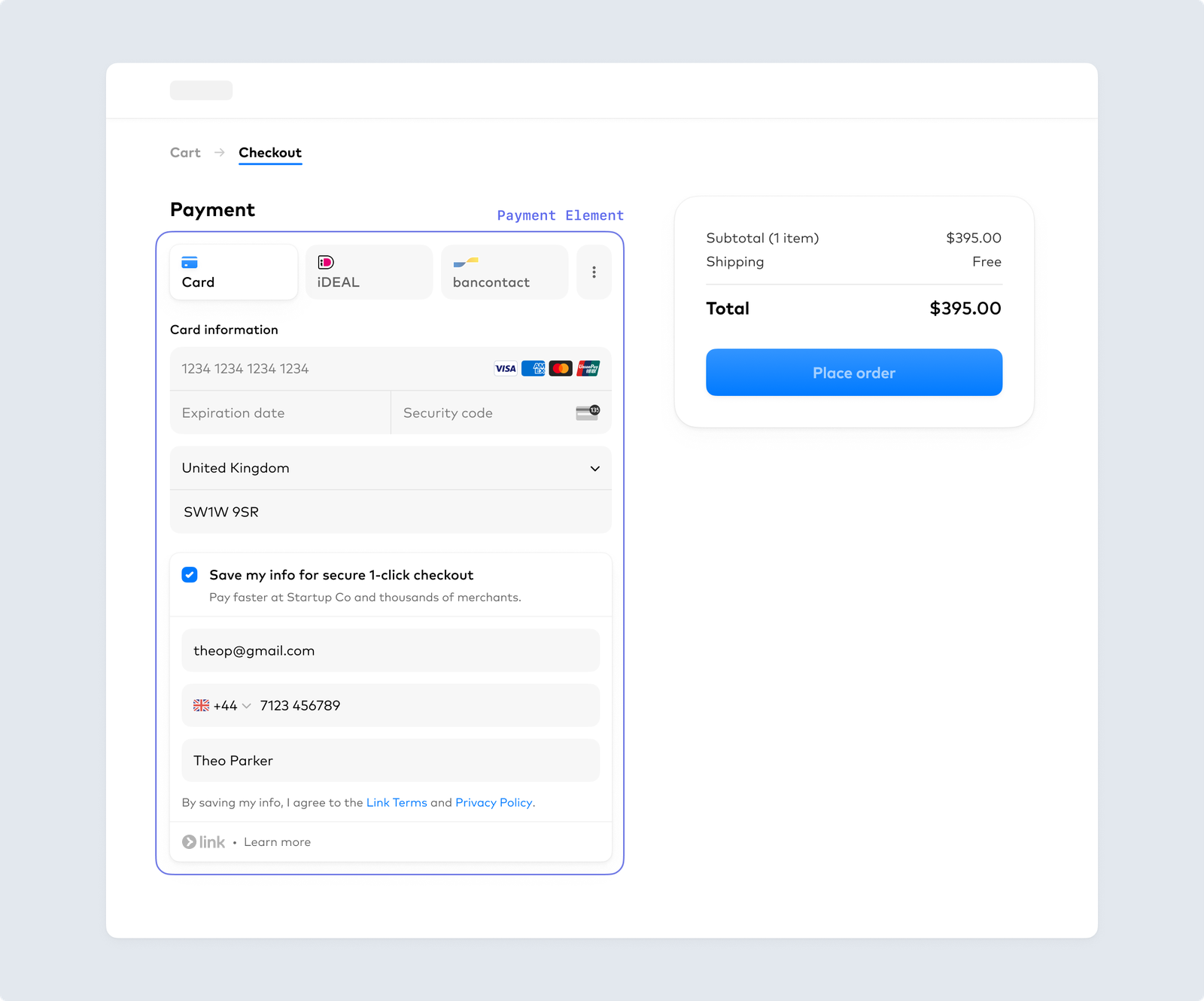 Prefilled information in Link opt in form.
