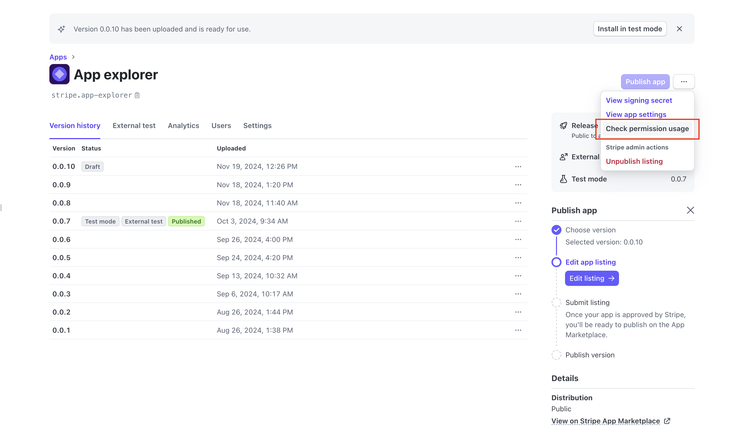 Entry point for permission migration tool for published apps