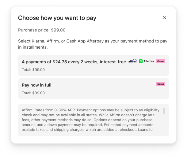 The info modal