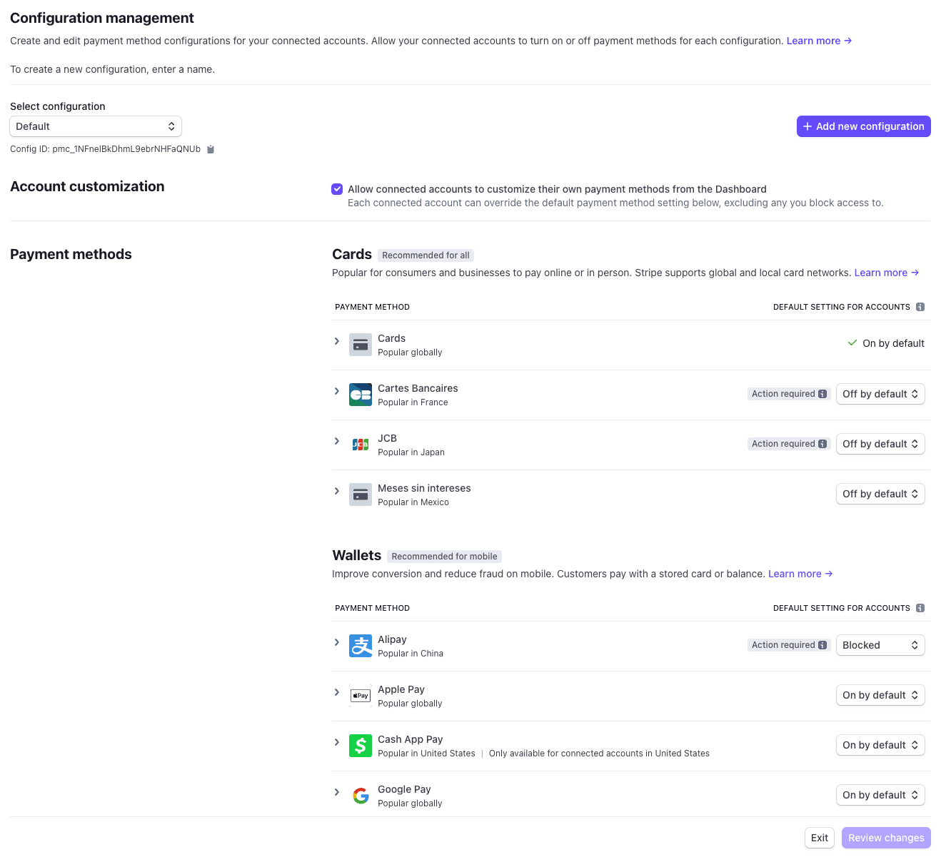 Multiple configurations for your Connect accounts