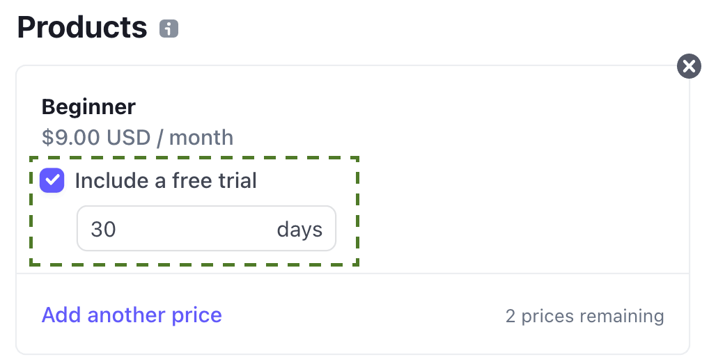 Configure a free trial for your products