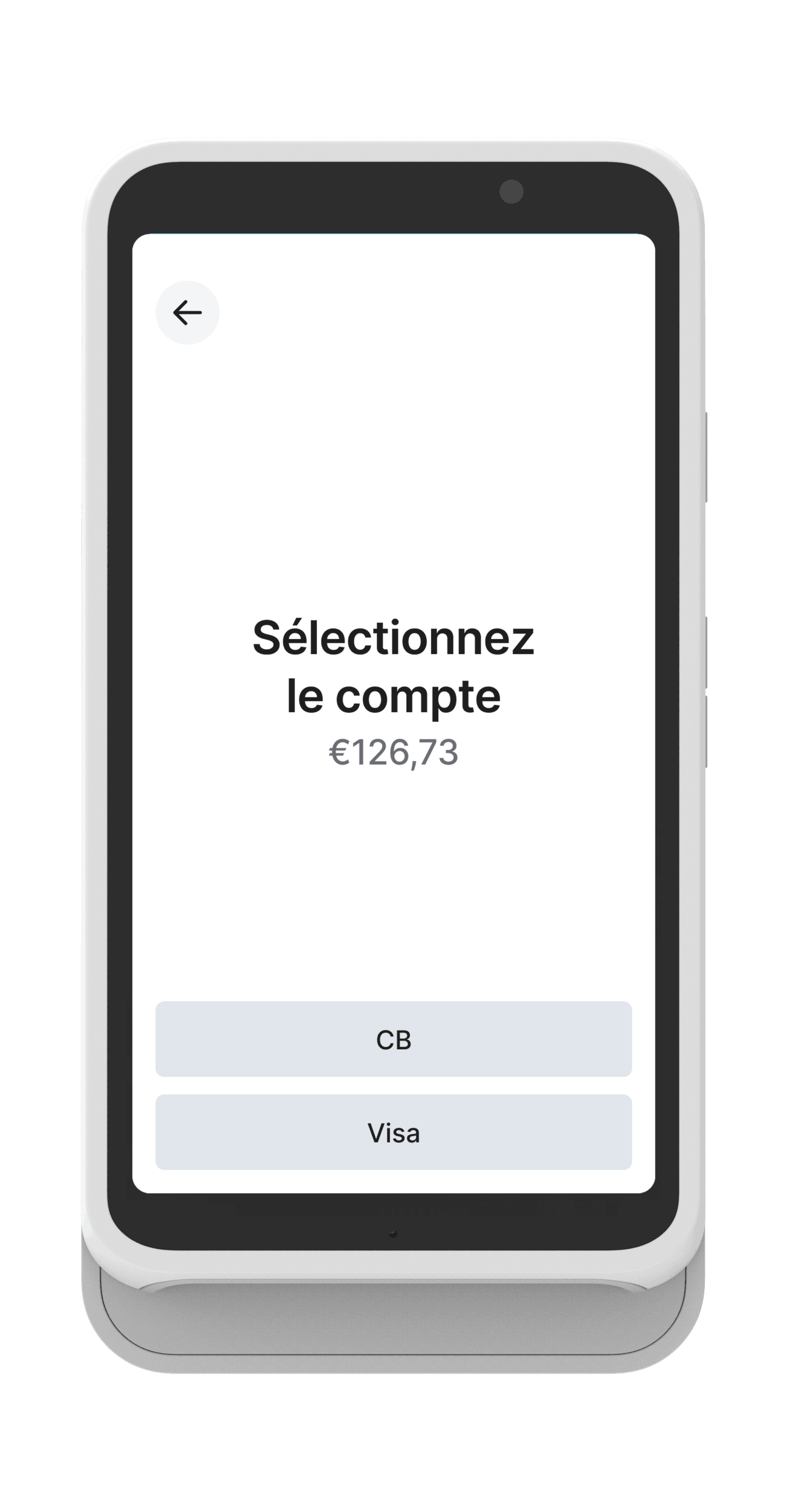 An application selection screen showing two card brands, one with Cartes Bancaires (CB) and the other Visa, on the Stripe S700 device.