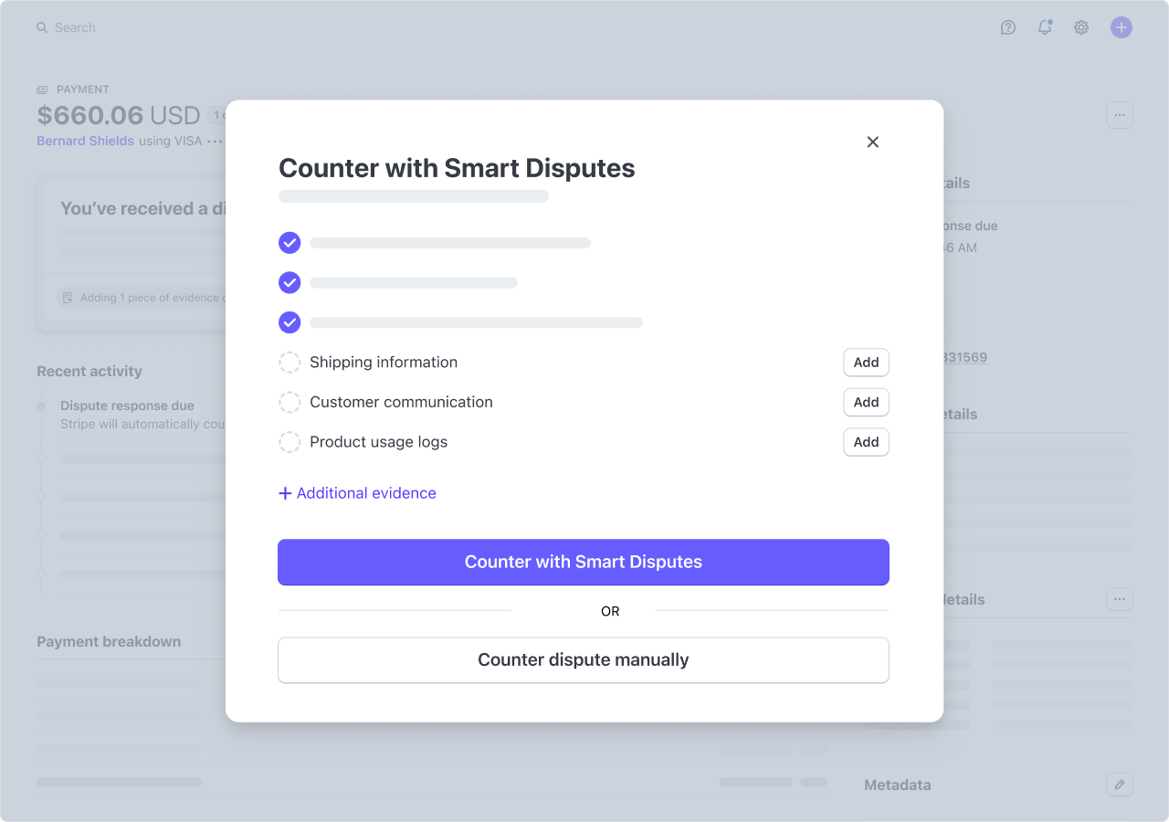 Provide more data at dispute time