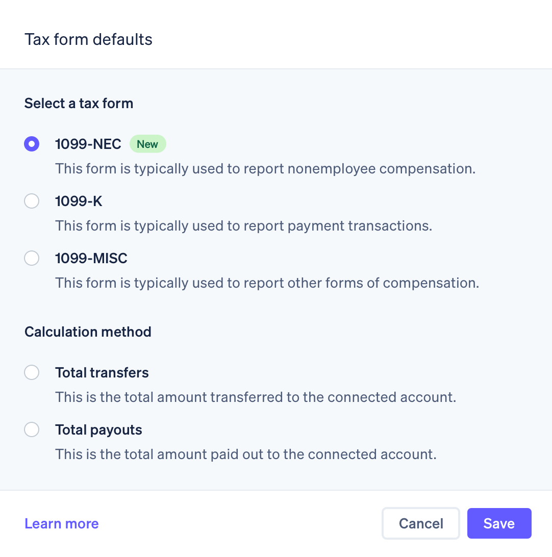 Tax reporting dashboard