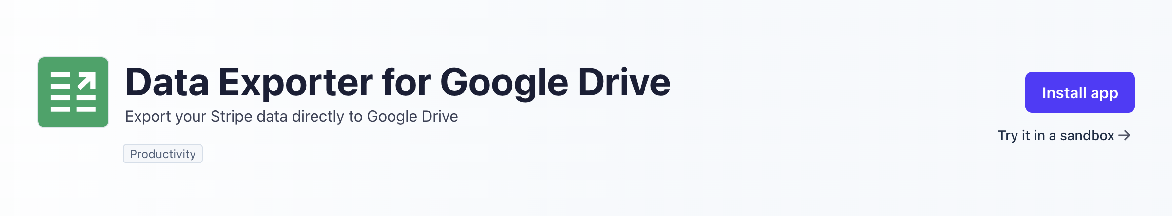The location of the "Try it in a sandbox" call to action in the App Marketplace
