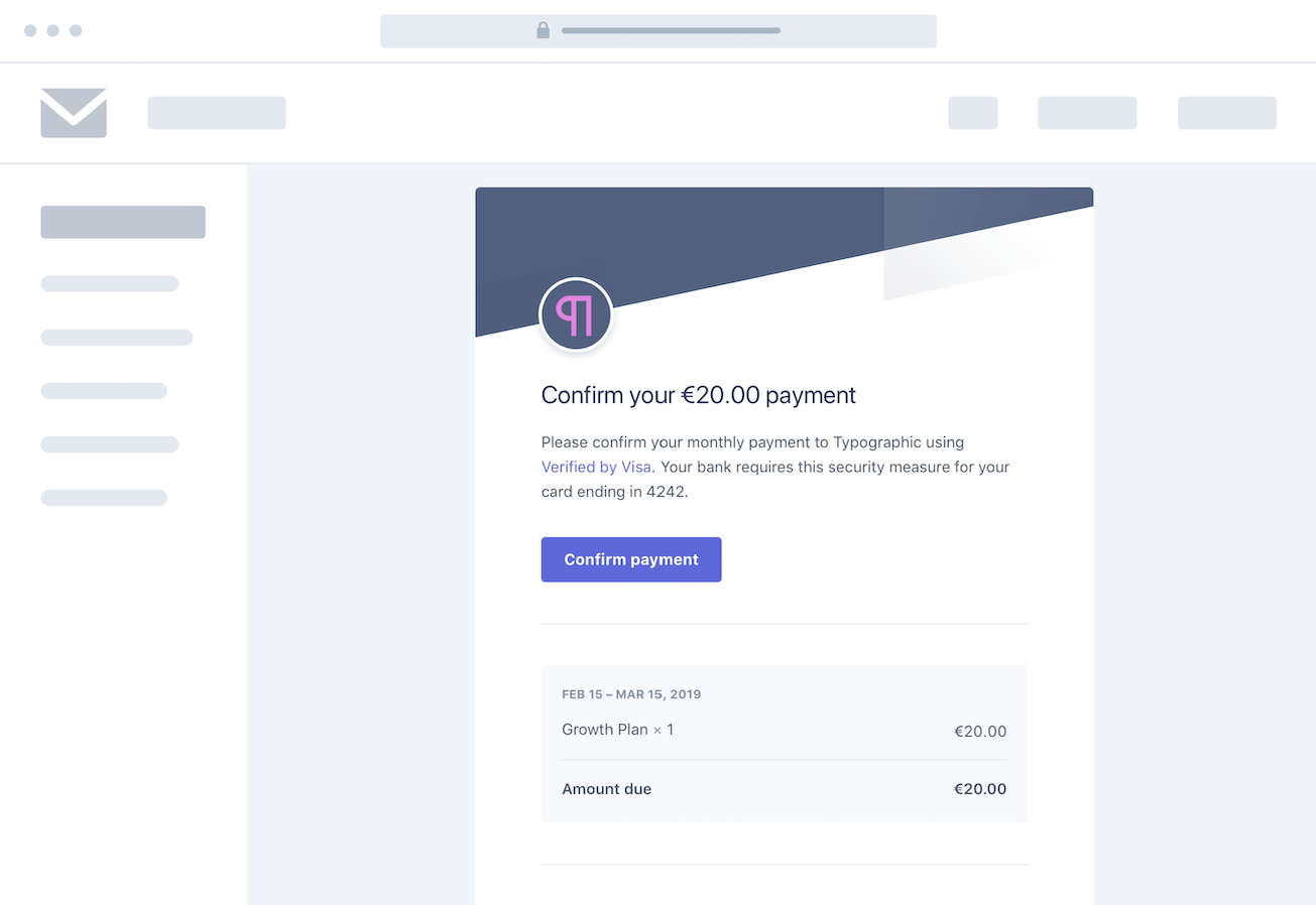 SCA confirm payment email graphic