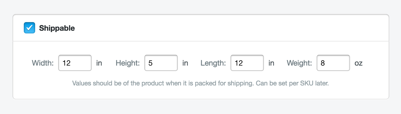 A screenshot of the Shippable controls in the Stripe Dashboard